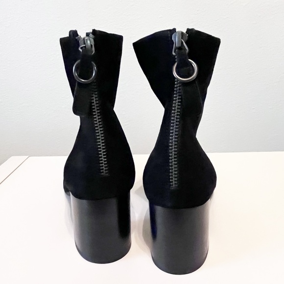 Paul Green Black Suede Ankle Booties with Chunky Block Heel Size 7.5 - Picture 4 of 11